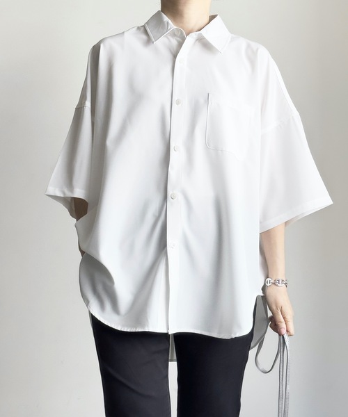 COMMON WARE(コモンウェアー)の「COMMONWARE:PE ドロップショルダー BIGシャツ S/S(シャツ/ブラウス・レディース・サックスブルー/ブラック/チャコールグレー/ホワイト/グリーン/パープル/ネイビー・L/XL/M)」の10枚目の写真