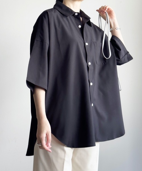 COMMON WARE(コモンウェアー)の「COMMONWARE:PE ドロップショルダー BIGシャツ S/S(シャツ/ブラウス・レディース・サックスブルー/ブラック/チャコールグレー/ホワイト/グリーン/パープル/ネイビー・L/XL/M)」の11枚目の写真