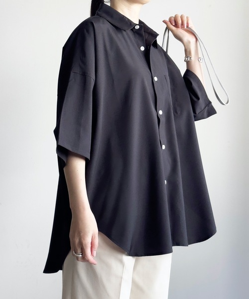 COMMON WARE(コモンウェアー)の「COMMONWARE:PE ドロップショルダー BIGシャツ S/S(シャツ/ブラウス・レディース・サックスブルー/ブラック/チャコールグレー/ホワイト/グリーン/パープル/ネイビー・L/XL/M)」の12枚目の写真