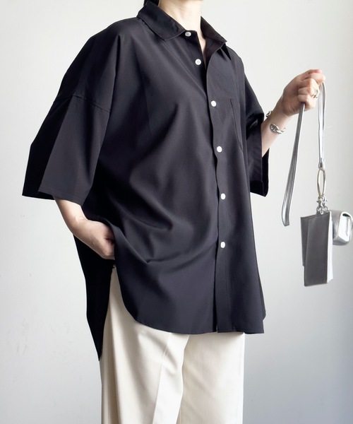 COMMON WARE(コモンウェアー)の「COMMONWARE:PE ドロップショルダー BIGシャツ S/S(シャツ/ブラウス・レディース・サックスブルー/ブラック/チャコールグレー/ホワイト/グリーン/パープル/ネイビー・L/XL/M)」の13枚目の写真