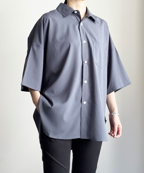 COMMON WARE(コモンウェアー)の「COMMONWARE:PE ドロップショルダー BIGシャツ S/S(シャツ/ブラウス・レディース・サックスブルー/ブラック/チャコールグレー/ホワイト/グリーン/パープル/ネイビー・L/XL/M)」の15枚目の写真