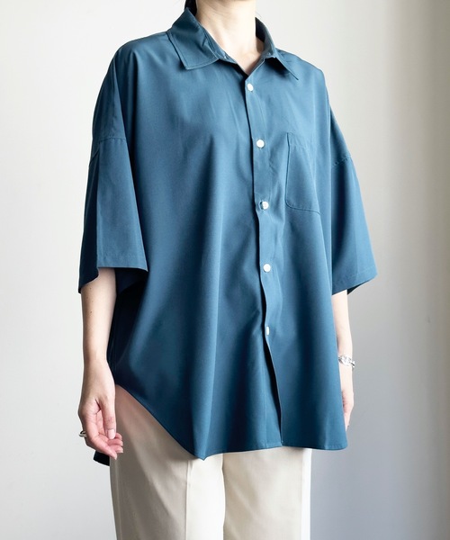 COMMON WARE(コモンウェアー)の「COMMONWARE:PE ドロップショルダー BIGシャツ S/S(シャツ/ブラウス・レディース・サックスブルー/ブラック/チャコールグレー/ホワイト/グリーン/パープル/ネイビー・L/XL/M)」の18枚目の写真