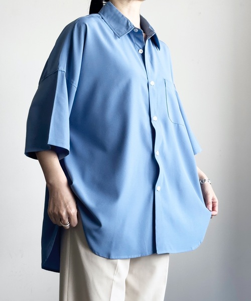 COMMON WARE(コモンウェアー)の「COMMONWARE:PE ドロップショルダー BIGシャツ S/S(シャツ/ブラウス・レディース・サックスブルー/ブラック/チャコールグレー/ホワイト/グリーン/パープル/ネイビー・L/XL/M)」の21枚目の写真