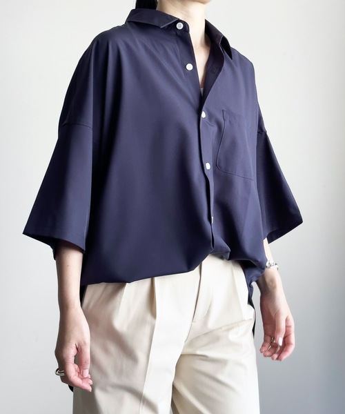 COMMON WARE(コモンウェアー)の「COMMONWARE:PE ドロップショルダー BIGシャツ S/S(シャツ/ブラウス・レディース・サックスブルー/ブラック/チャコールグレー/ホワイト/グリーン/パープル/ネイビー・L/XL/M)」の19枚目の写真