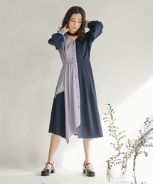 チョーカー風バイカラーワンピース