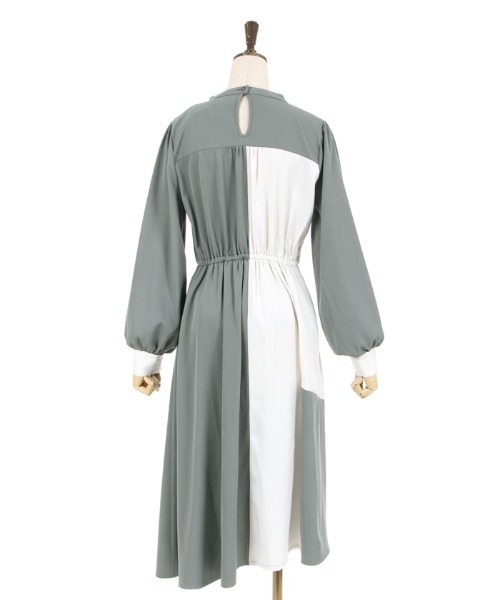 axes femme(アクシーズファム)の「チョーカー風バイカラーワンピース(シャツワンピース・レディース・グリーン/ネイビー/ブラック・FREE)」の11枚目の写真