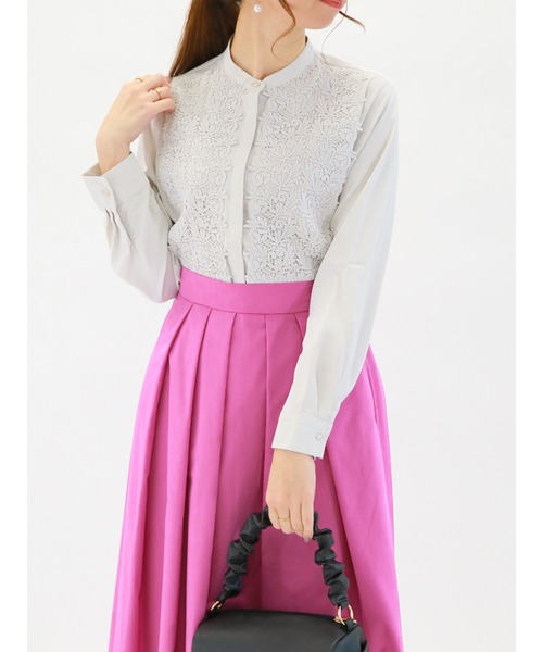 Te chichi（テチチ）の「切替フロントモチーフレースブラウス（シャツ/ブラウス・レディース・グレー/オフホワイト/イエロー・ﾌﾘ-）」の2枚目の写真