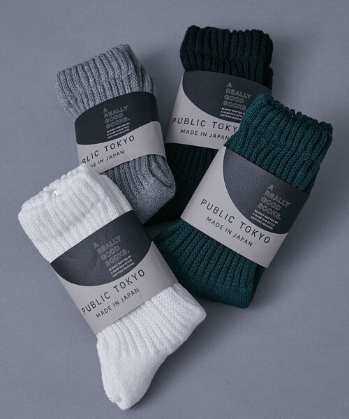 PUBLIC TOKYO（パブリックトウキョウ）の「【本当に良いソックス】A REALY GOOD LONG SOCKS（ソックス/靴下・メンズ・ホワイト/グレー/ブラック/ダークグリーン・FREE）」の7枚目の写真