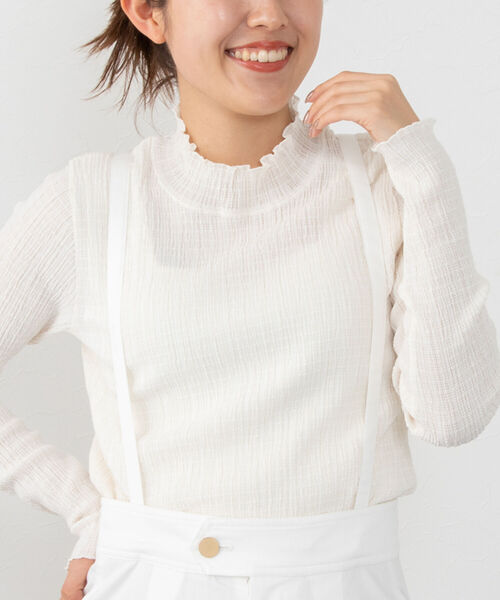 NOLLEY’S(ノーリーズ)の「リンクルラップトリコットハイネックプルオーバーカットソー(Tシャツ/カットソー・レディース・グリーン/アイボリー/ライトブルー/ネイビー/オフホワイト・38)」の3枚目の写真