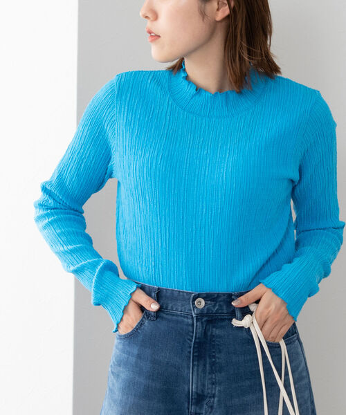 NOLLEY’S(ノーリーズ)の「リンクルラップトリコットハイネックプルオーバーカットソー(Tシャツ/カットソー・レディース・グリーン/アイボリー/ライトブルー/ネイビー/オフホワイト・38)」の5枚目の写真