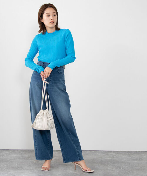 NOLLEY’S(ノーリーズ)の「リンクルラップトリコットハイネックプルオーバーカットソー(Tシャツ/カットソー・レディース・グリーン/アイボリー/ライトブルー/ネイビー/オフホワイト・38)」の6枚目の写真