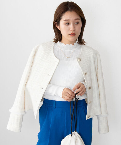 NOLLEY’S(ノーリーズ)の「リンクルラップトリコットハイネックプルオーバーカットソー(Tシャツ/カットソー・レディース・グリーン/アイボリー/ライトブルー/ネイビー/オフホワイト・38)」の21枚目の写真