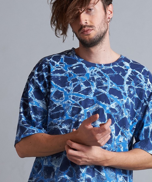 【セール】クラックプリントBIG-T（Tシャツ/カットソー）｜NO ID.（ノーアイディ）