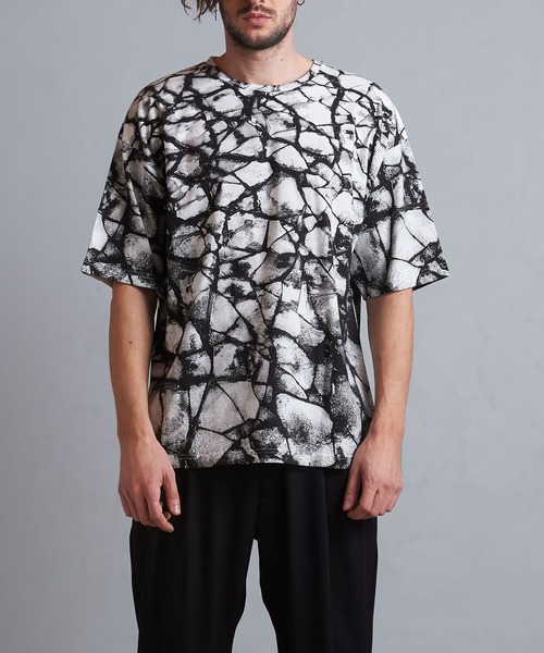 NO ID.(ノーアイディ)の「【NO ID.】Crack Print Big T-Shirt / クラック プリント ビッグ Tシャツ(Tシャツ/カットソー・メンズ・ブラック/ブルー/ホワイト・ONE SIZE)」の7枚目の写真