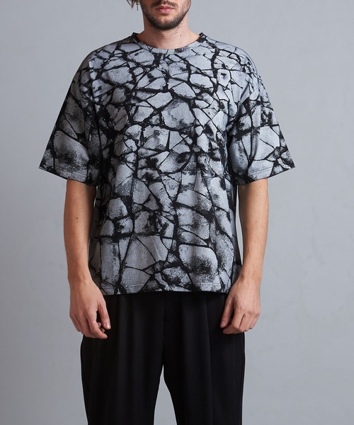 NO ID.(ノーアイディ)の「【NO ID.】Crack Print Big T-Shirt / クラック プリント ビッグ Tシャツ(Tシャツ/カットソー・メンズ・ブラック/ブルー/ホワイト・ONE SIZE)」の9枚目の写真