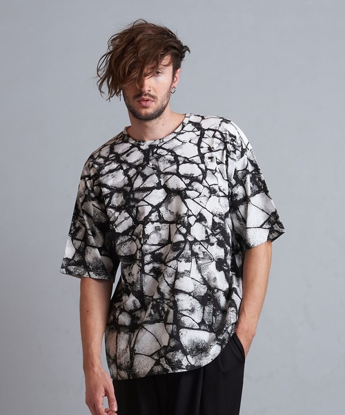 NO ID.(ノーアイディ)の「【NO ID.】Crack Print Big T-Shirt / クラック プリント ビッグ Tシャツ(Tシャツ/カットソー・メンズ・ブラック/ブルー/ホワイト・ONE SIZE)」の16枚目の写真