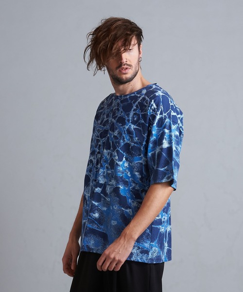 NO ID.(ノーアイディ)の「【NO ID.】Crack Print Big T-Shirt / クラック プリント ビッグ Tシャツ(Tシャツ/カットソー・メンズ・ブラック/ブルー/ホワイト・ONE SIZE)」の17枚目の写真