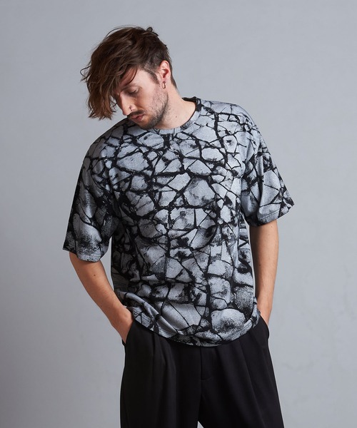 NO ID.(ノーアイディ)の「【NO ID.】Crack Print Big T-Shirt / クラック プリント ビッグ Tシャツ(Tシャツ/カットソー・メンズ・ブラック/ブルー/ホワイト・ONE SIZE)」の18枚目の写真