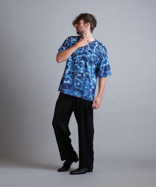 NO ID.(ノーアイディ)の「【NO ID.】Crack Print Big T-Shirt / クラック プリント ビッグ Tシャツ(Tシャツ/カットソー・メンズ・ブラック/ブルー/ホワイト・ONE SIZE)」の20枚目の写真