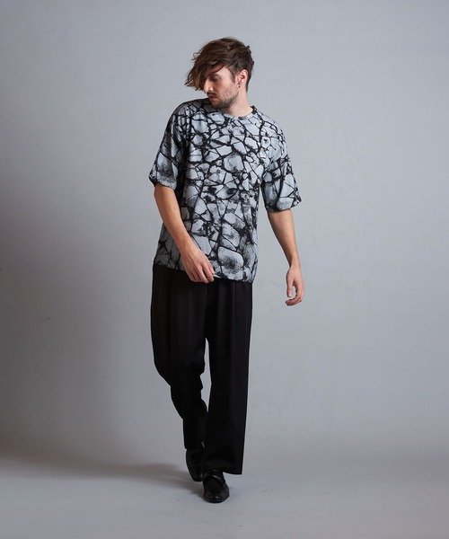 NO ID.(ノーアイディ)の「【NO ID.】Crack Print Big T-Shirt / クラック プリント ビッグ Tシャツ(Tシャツ/カットソー・メンズ・ブラック/ブルー/ホワイト・ONE SIZE)」の21枚目の写真
