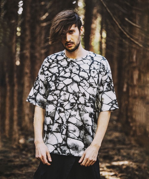 NO ID.(ノーアイディ)の「【NO ID.】Crack Print Big T-Shirt / クラック プリント ビッグ Tシャツ(Tシャツ/カットソー・メンズ・ブラック/ブルー/ホワイト・ONE SIZE)」の22枚目の写真