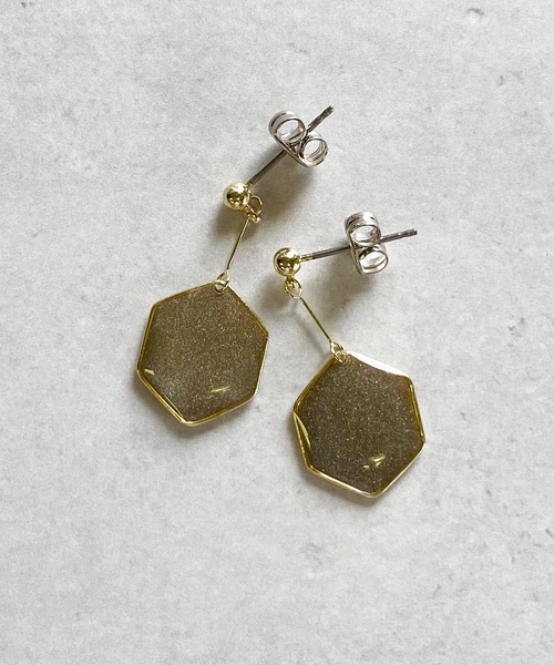 The Rule（ザルール）の「The Rule ザルール : Gloss epoxy ヘキサゴンピアス（ピアス（両耳用）・レディース・オレンジ/ホワイト/グレー・FREE）」の2枚目の写真