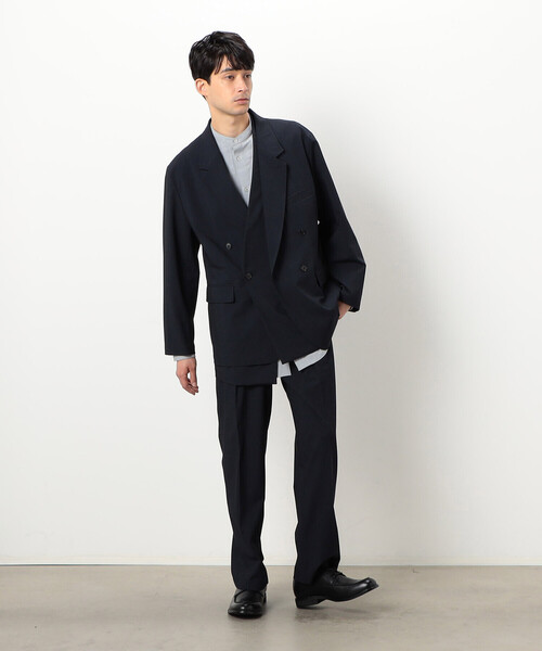 COMME CA ISM(コムサイズム)の「【セットアップ対応】ウォッシャブル リサイクル かすりチェック トロ ダブル ジャケット(テーラードジャケット・メンズ・ネイビー/ライトグレー/グレー・L/S/M)」の12枚目の写真