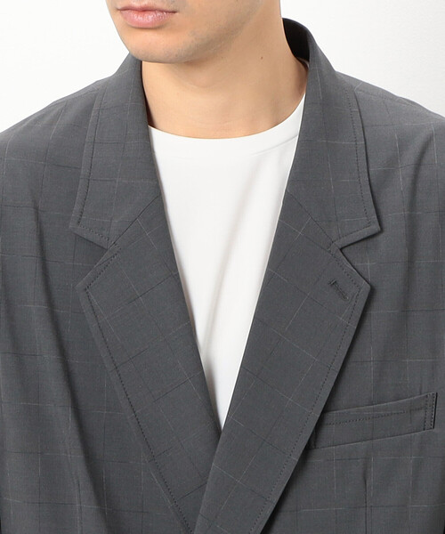 COMME CA ISM(コムサイズム)の「【セットアップ対応】ウォッシャブル リサイクル かすりチェック トロ ダブル ジャケット(テーラードジャケット・メンズ・ネイビー/ライトグレー/グレー・L/S/M)」の19枚目の写真