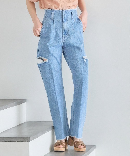 mysty woman（ミスティウーマン）の「サイドスリットデニムパンツ 188175（デニムパンツ・レディース・ライトブルー/グレー系その他・MEDIUM/SMALL）」の10枚目の写真