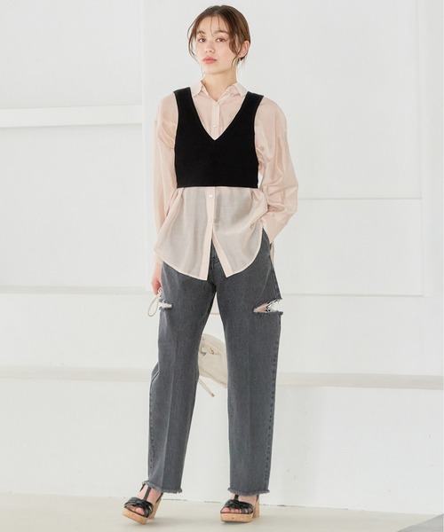 mysty woman（ミスティウーマン）の「サイドスリットデニムパンツ 188175（デニムパンツ・レディース・ライトブルー/グレー系その他・MEDIUM/SMALL）」の5枚目の写真