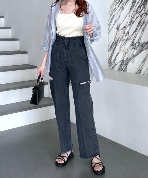 mysty woman（ミスティウーマン）の「サイドスリットデニムパンツ 188175（デニムパンツ・レディース・ライトブルー/グレー系その他・MEDIUM/SMALL）」の19枚目の写真