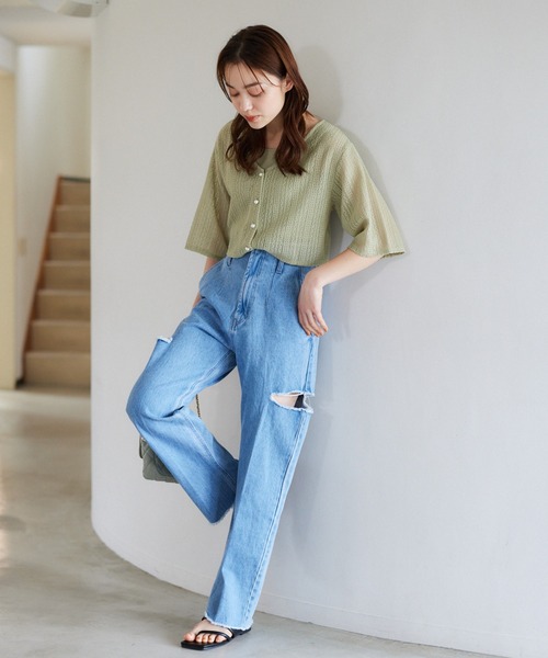 mysty woman（ミスティウーマン）の「サイドスリットデニムパンツ 188175（デニムパンツ・レディース・ライトブルー/グレー系その他・MEDIUM/SMALL）」の11枚目の写真