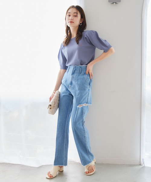 mysty woman（ミスティウーマン）の「サイドスリットデニムパンツ 188175（デニムパンツ・レディース・ライトブルー/グレー系その他・MEDIUM/SMALL）」の12枚目の写真