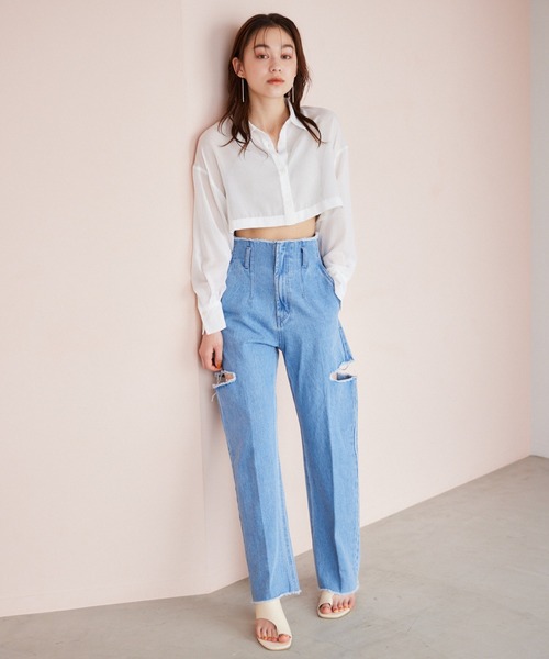 mysty woman（ミスティウーマン）の「サイドスリットデニムパンツ 188175（デニムパンツ・レディース・ライトブルー/グレー系その他・MEDIUM/SMALL）」の14枚目の写真