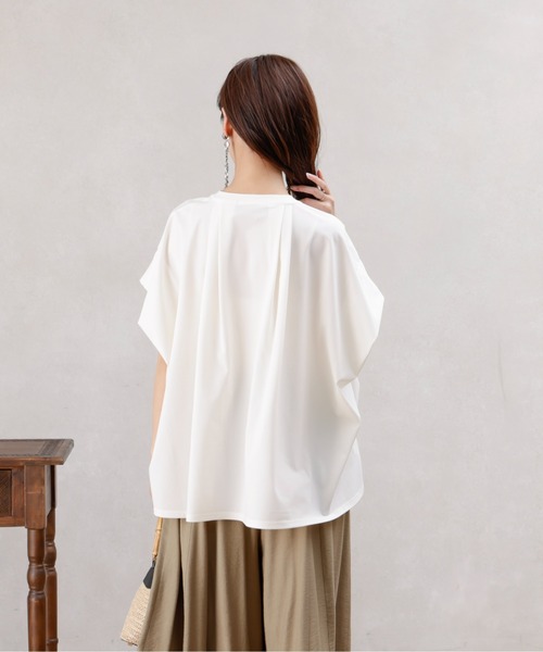 Chez toi（シェトワ）の「360度ストレッチバンドカラーシャツ（シャツ/ブラウス・レディース・オフホワイト/ブラック/カーキ・FREE）」の10枚目の写真