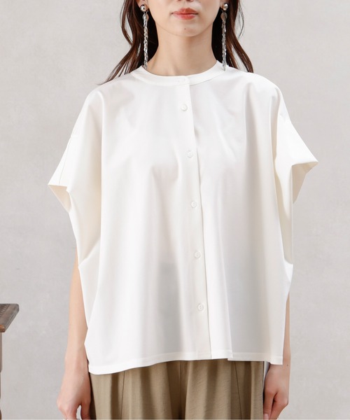 Chez toi（シェトワ）の「360度ストレッチバンドカラーシャツ（シャツ/ブラウス・レディース・オフホワイト/ブラック/カーキ・FREE）」の19枚目の写真