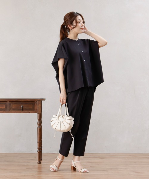 Chez toi（シェトワ）の「360度ストレッチバンドカラーシャツ（シャツ/ブラウス・レディース・オフホワイト/ブラック/カーキ・FREE）」の16枚目の写真