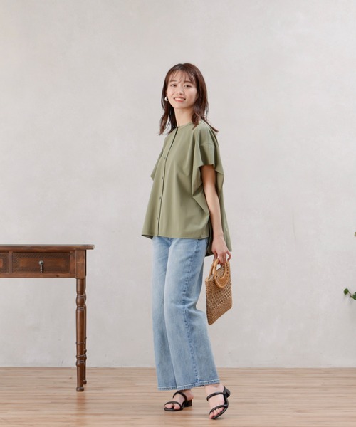 Chez toi（シェトワ）の「360度ストレッチバンドカラーシャツ（シャツ/ブラウス・レディース・オフホワイト/ブラック/カーキ・FREE）」の12枚目の写真