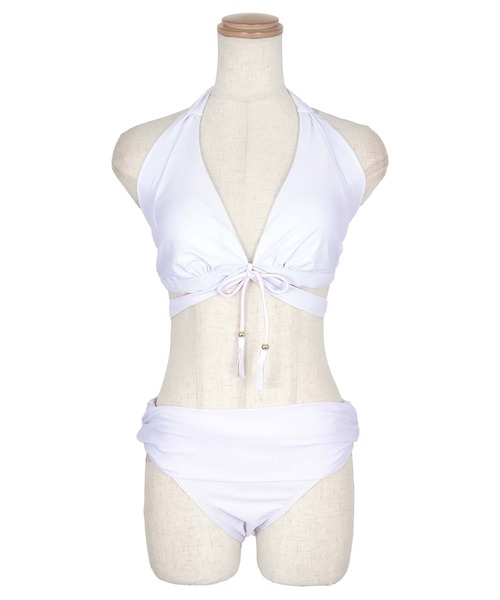 Tika（ティカ）の「ビキニ ホルターネック 盛れる 水着 可愛い レディース タッセル リボン セクシー （水着・レディース・ホワイト/ピンク/ブラック・M）」の16枚目の写真