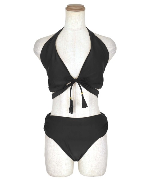 Tika（ティカ）の「ビキニ ホルターネック 盛れる 水着 可愛い レディース タッセル リボン セクシー （水着・レディース・ホワイト/ピンク/ブラック・M）」の17枚目の写真