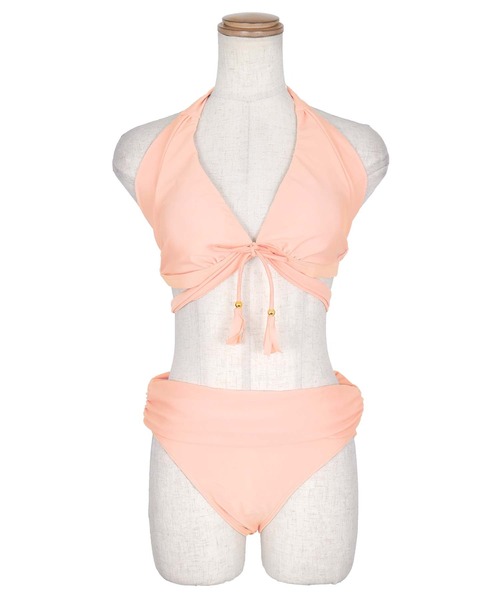 Tika（ティカ）の「ビキニ ホルターネック 盛れる 水着 可愛い レディース タッセル リボン セクシー （水着・レディース・ホワイト/ピンク/ブラック・M）」の18枚目の写真