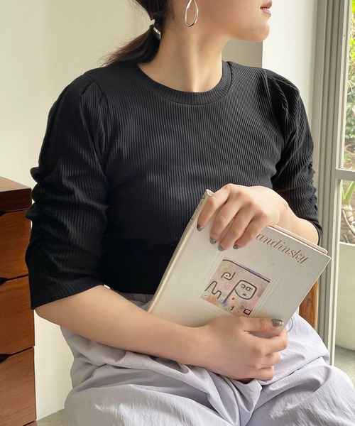 LOWRYS FARM(ローリーズファーム)の「リブパワショル5S 195480(Tシャツ/カットソー・レディース・ホワイト/ブラック/グレー/その他・FREE)」の9枚目の写真