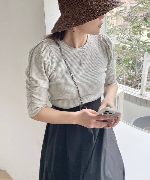 LOWRYS FARM(ローリーズファーム)の「リブパワショル5S 195480(Tシャツ/カットソー・レディース・ホワイト/ブラック/グレー/その他・FREE)」の12枚目の写真