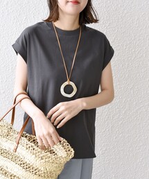 SHIPS（シップス）の「* オーガニックコットン フレンチスリーブ スリット TEE 24SS ◇（Tシャツ/カットソー）」