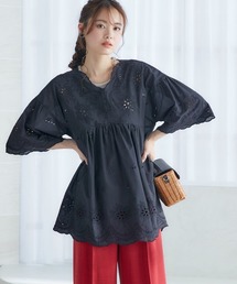 大きいサイズ　カットワークレースブラウス　miclat