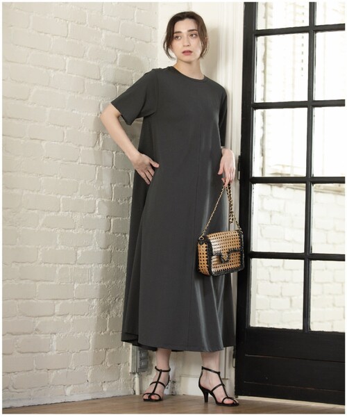 カットソーロングワンピース【イージーケア/洗濯機洗い可】