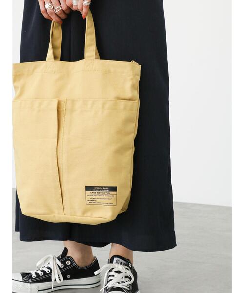 Samansa Mos2 blue（サマンサモスモスブルー）の「キャンバスアウトポケット2WAYショルダーバッグ（ハンドバッグ・レディース・キナリ/グレー/イエロー・ﾌﾘ-）」の12枚目の写真