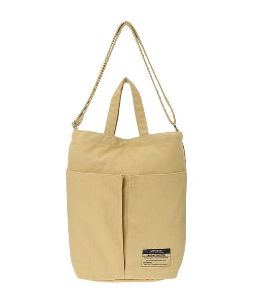 Samansa Mos2 blue（サマンサモスモスブルー）の「キャンバスアウトポケット2WAYショルダーバッグ（ハンドバッグ・レディース・キナリ/グレー/イエロー・ﾌﾘ-）」の13枚目の写真