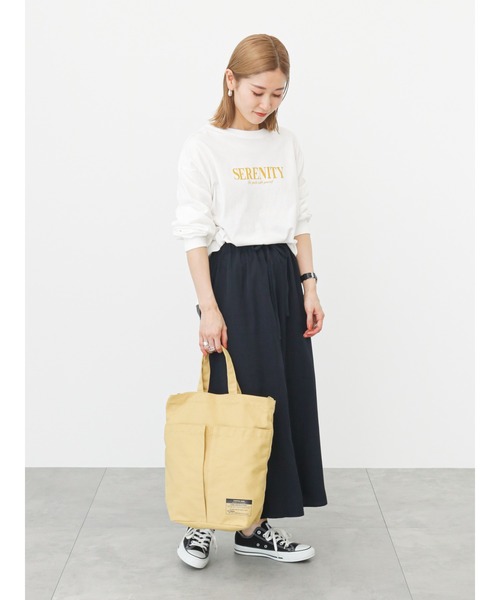 Samansa Mos2 blue（サマンサモスモスブルー）の「キャンバスアウトポケット2WAYショルダーバッグ（ハンドバッグ・レディース・キナリ/グレー/イエロー・ﾌﾘ-）」の6枚目の写真