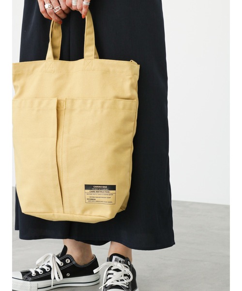 Samansa Mos2 blue（サマンサモスモスブルー）の「キャンバスアウトポケット2WAYショルダーバッグ（ハンドバッグ・レディース・キナリ/グレー/イエロー・ﾌﾘ-）」の7枚目の写真